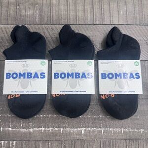 3 Pack Bombas Honeycomb Solids Ankle Socks Women/Men/Kids (Size XS - Black)